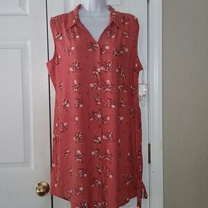 No Boundaries Sleeveless dusty mauve floral belted tshirt dress Sz XXL (19) NWT